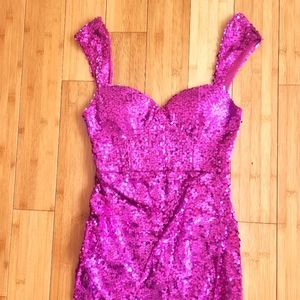 Hot Pink Sequence Gown- like new